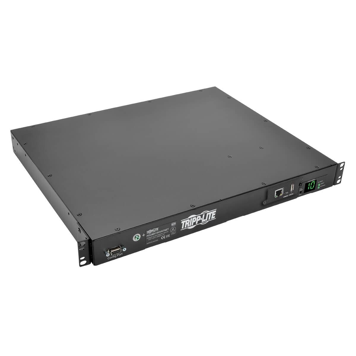 PDU Switched Tripp Lite con ATS, 2/2.4 kW Monofásico, 200/240 V, 10 Salidas (C13), 2 Entradas C14, Cables de 3.6 m, Alimentación Rack 1U, TAA (PDUMH15HVATNET)