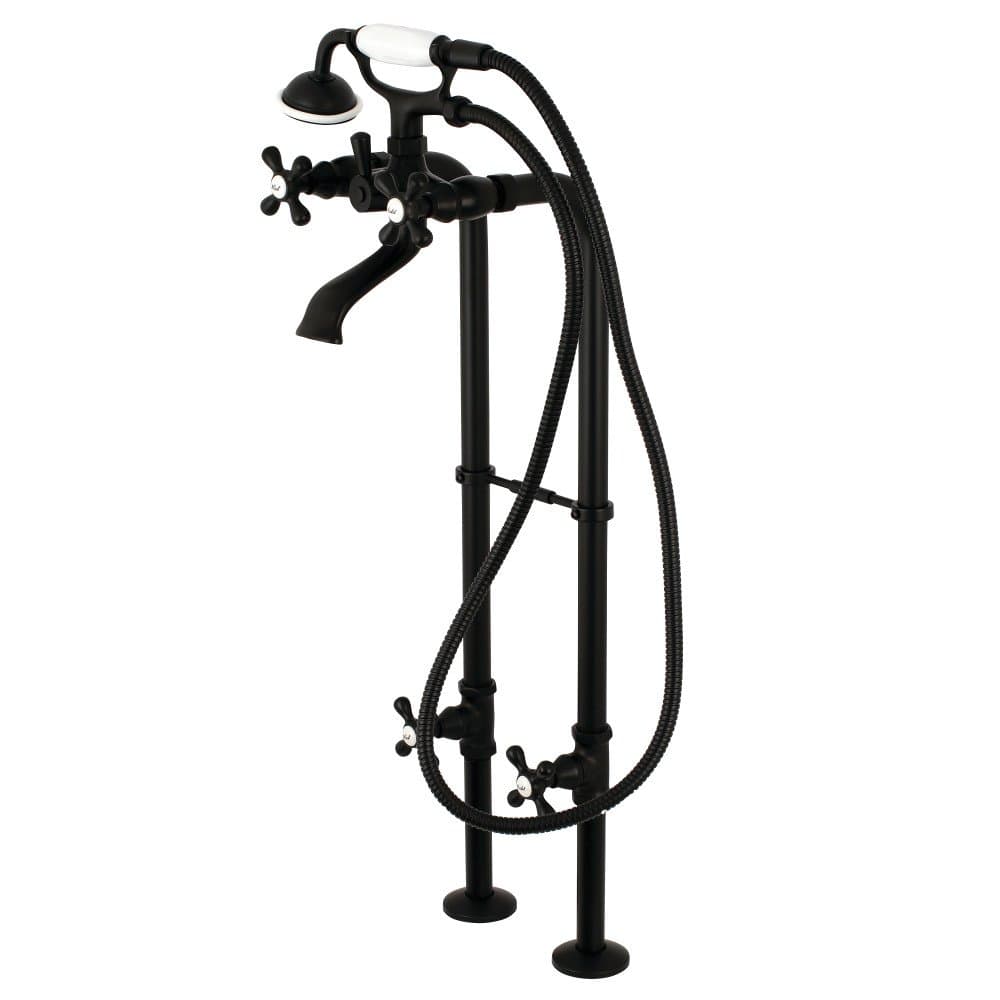 Kingston Brass CCK266K0 Grifo Freestanding para Tina con Línea de Suministro y Válvula de Cierre, Matte Black