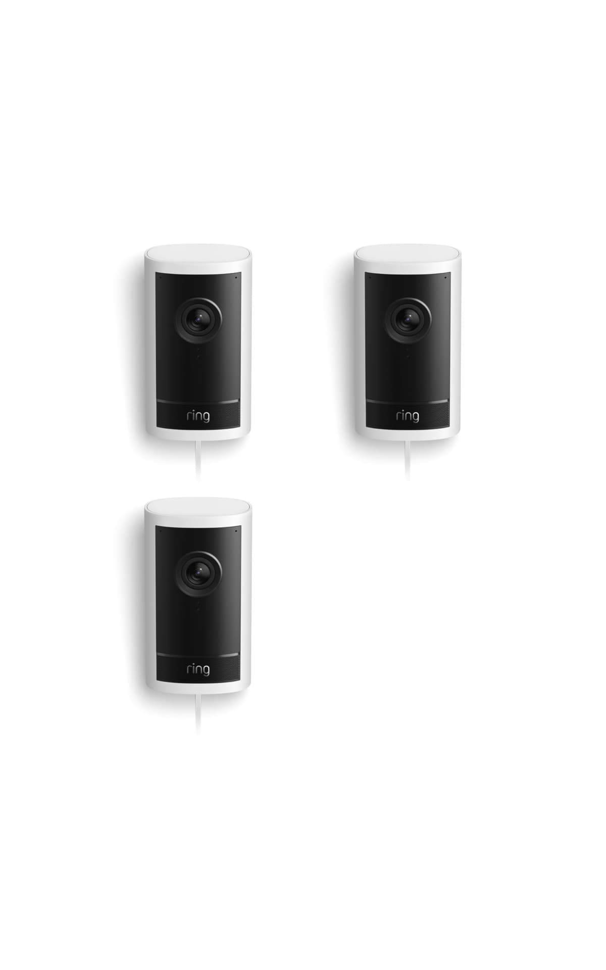 Ring Outdoor Cam Pro con cable (ultimo modelo), seguridad para hogar o negocio, Retina 4K con video gran angular, zoom mejorado 10x y vision en poca luz, paquete de 3, blanco 53-036898