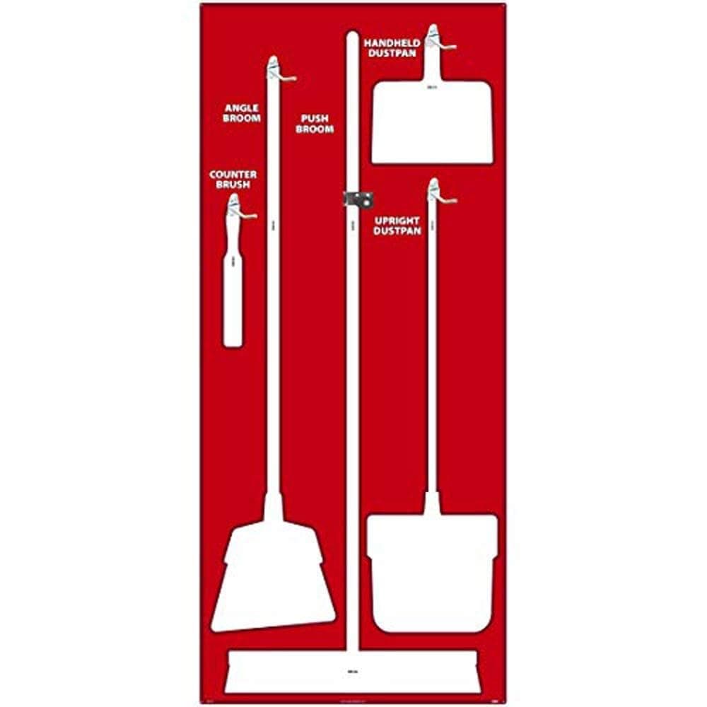NMC SB106AL 5S Shadow Board Janitorial, Rojo/Blanco, 68"x30", Heavy-Duty Aluminum