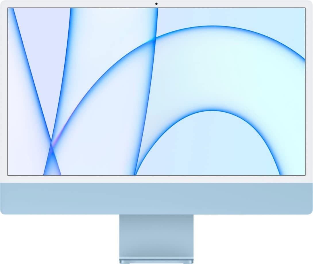Apple iMac 2021 con chip Apple M1 de 8 núcleos, 24 pulgadas, 16 GB de RAM, 256 GB SSD, teclado QWERTY en inglés, azul (Reacondicionado) MGPK3LL/A