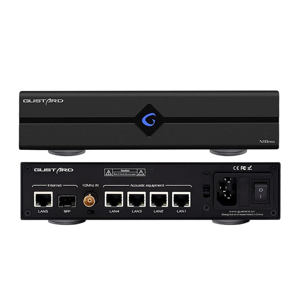 AOSHIDA Gustard N18 PRO Switch de Red HiFi con 5 Puertos Ethernet y Entrada Óptica SPDIF (Negro)