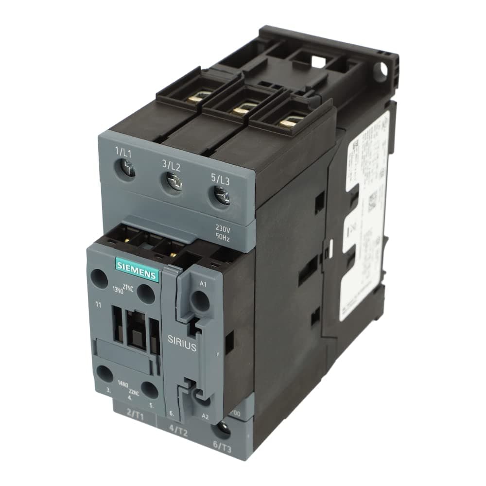 3RT2036-1AP00 | SIEMENS Contactor AC-3 50A 22kW/400V 1NO+1NC 230VAC 50Hz 3 polos Tamaño S2 Terminal de tornillo