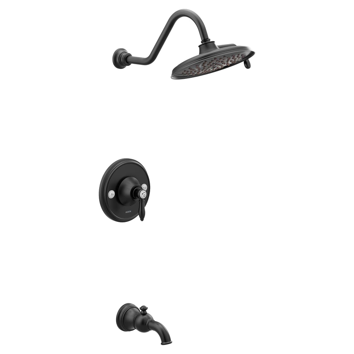Moen TS32104BL Weymouth Posi-Temp Kit de Ducha y Tina con Lluvia de 9 pulgadas, Requiere Válvula, Negro Mate