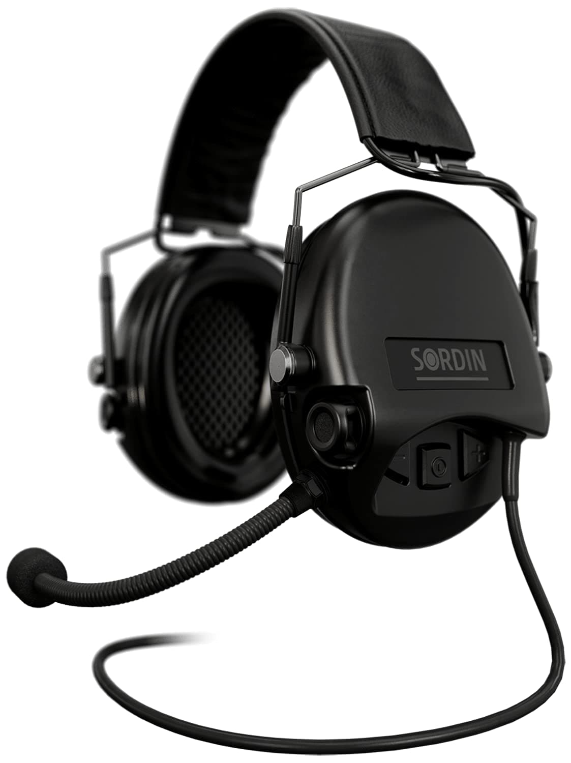 Sordin Supreme MIL CC Slim - Protectores auditivos activos con banda de cuero y foam kits (Negro) 74332-S