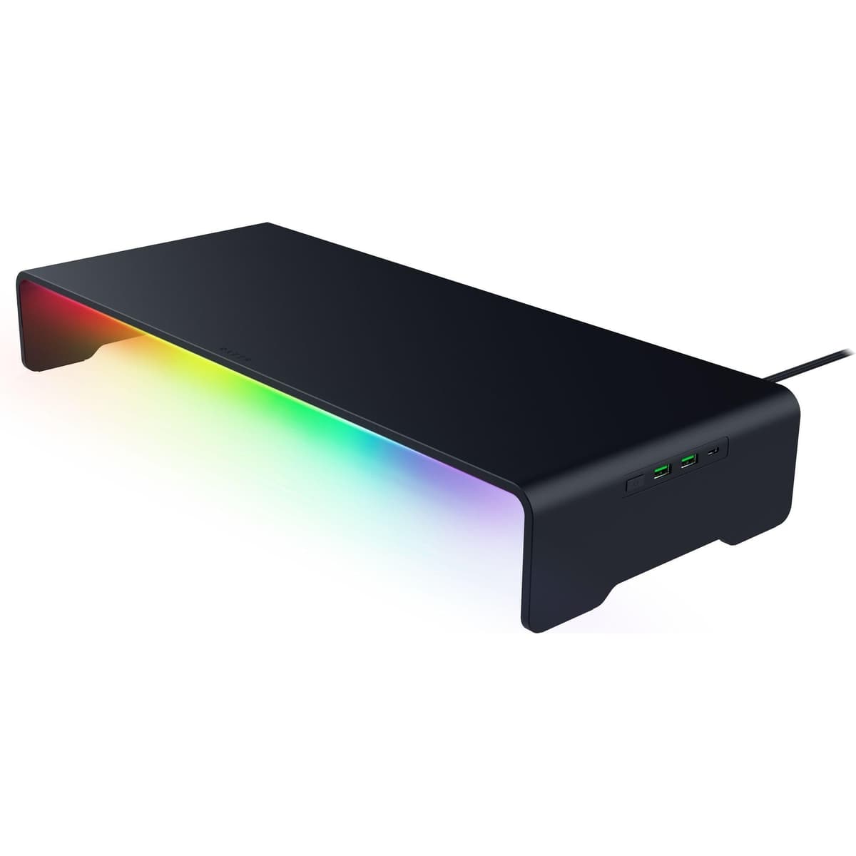 Soporte para monitor Razer Chroma - Soporte de aluminio con hub USB-C 4 en 1 con Chroma RGB (50 cm x 21 cm x 7.85 cm, construcción robusta, capacidad de carga 20 kg, altura ergonómica) Negro 8887910053409