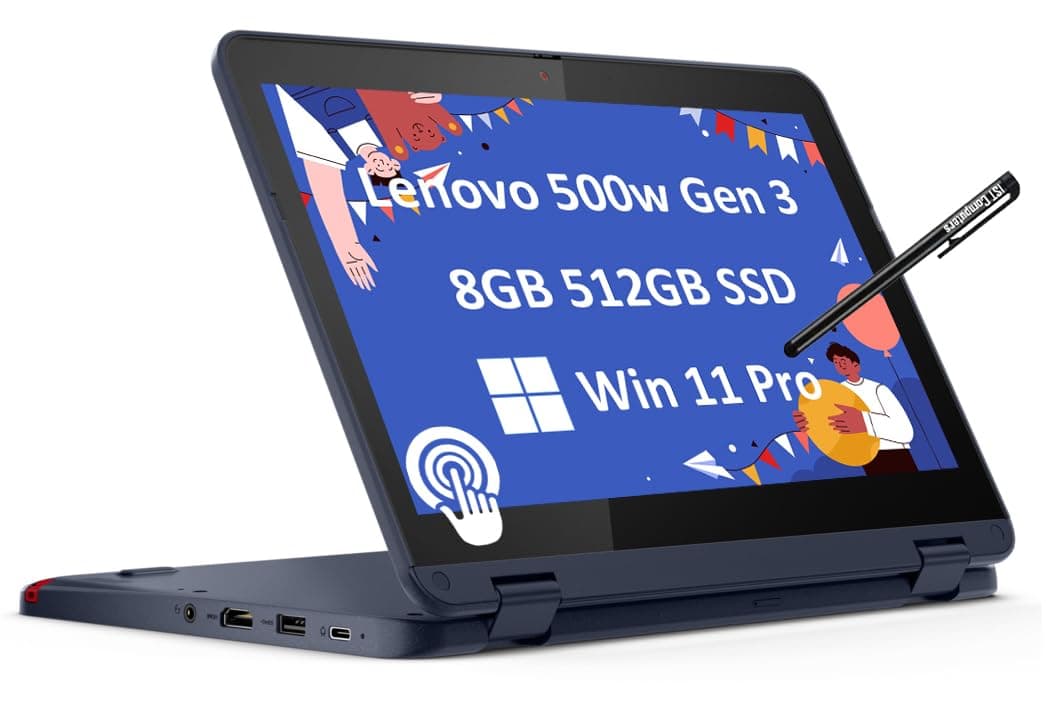 Lenovo ThinkPad Yoga 500e 2 en 1 Laptop (Pantalla táctil 11.6", Intel Pentium N100, 8GB RAM, 320GB de almacenamiento) Rugerizado y resistente al agua para estudiantes y escuelas, cámara web, Wi-Fi, lápiz IST, Chrome OS 500w Gen 3