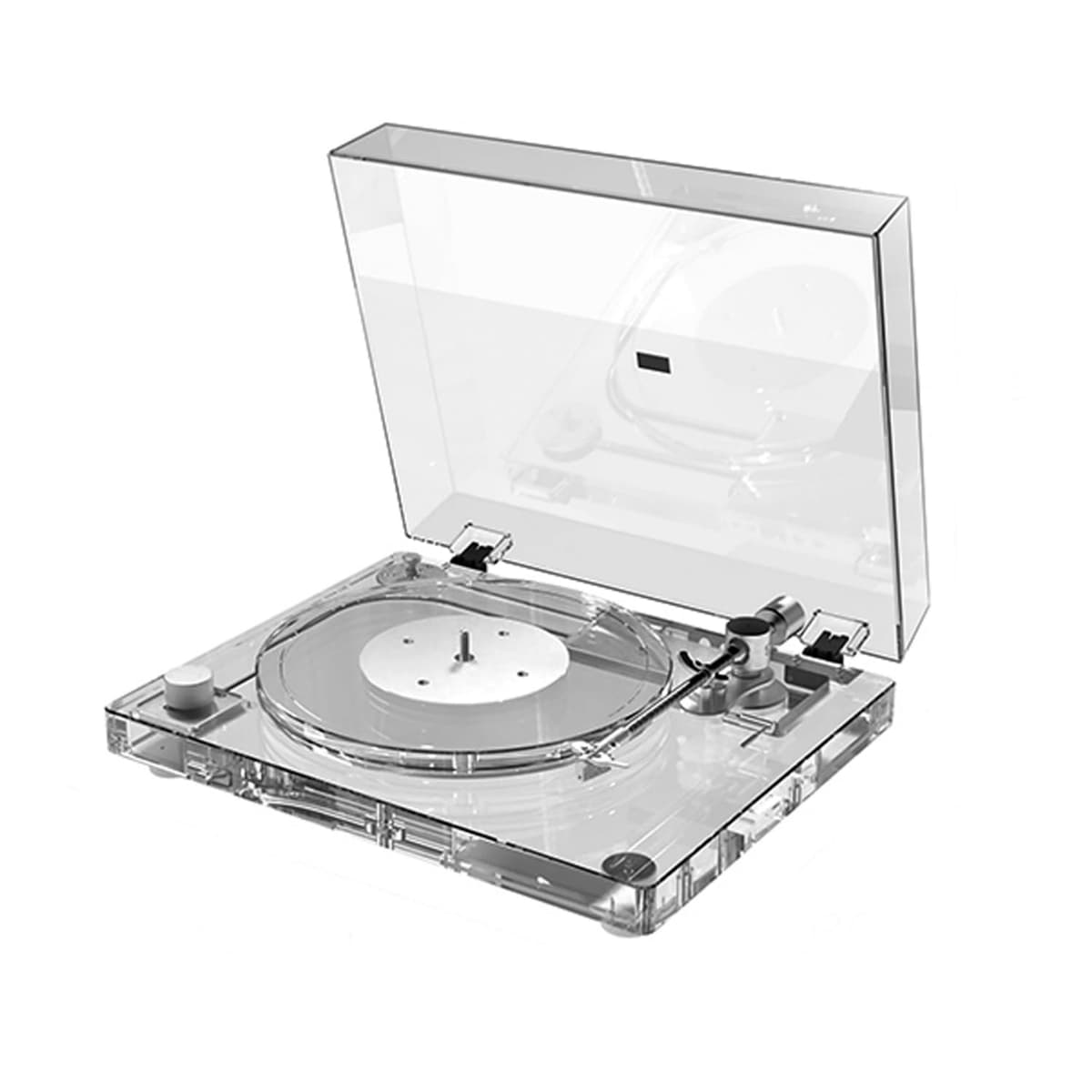 SINJEE Tocadiscos acrílico transparente con brazo de fibra de carbono, Bluetooth y diseño coleccionable X10