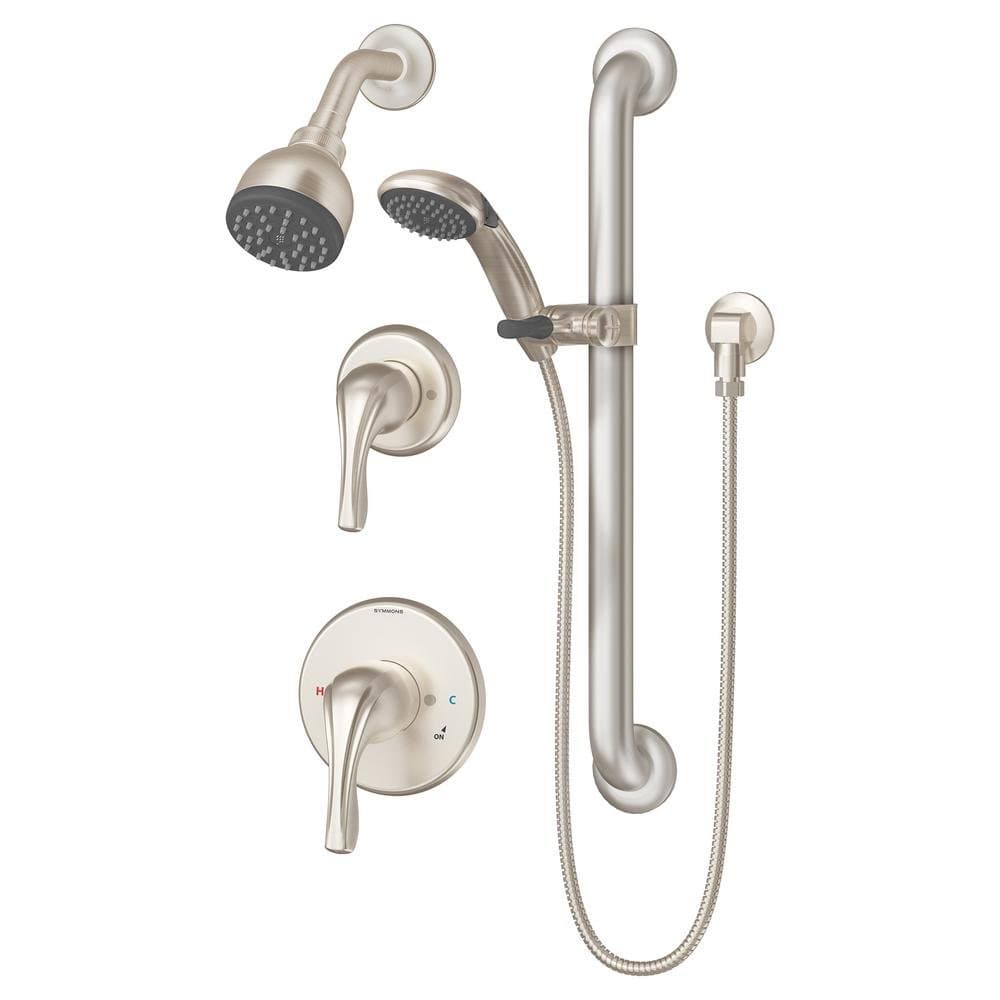 Symmons Origins Kit de regadera con duchador de mano y cabezal, Satin Nickel 9605-PLR-STN