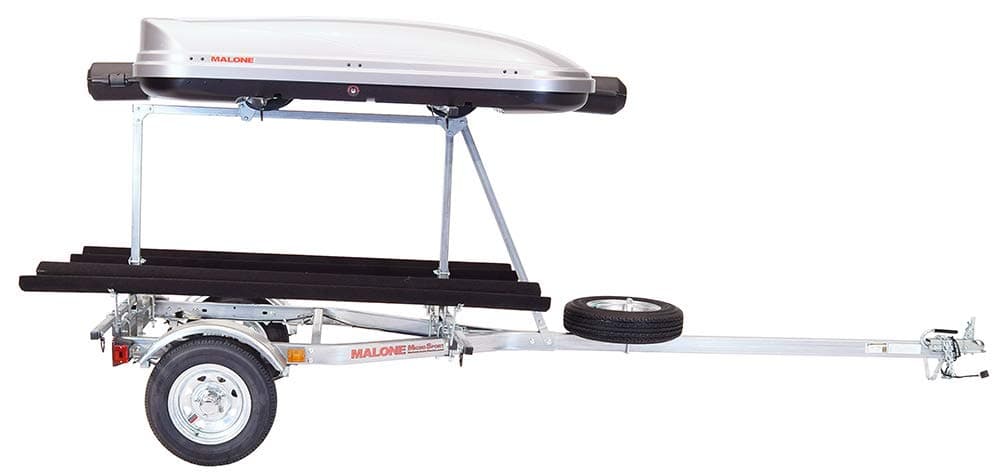 Malone MPG464-LBTB MicroSport LowBed Trailer para Kayak, 20' / 800 lbs, con 2 Bunk, Caja Cargo 2nd Tier y Porta Caña