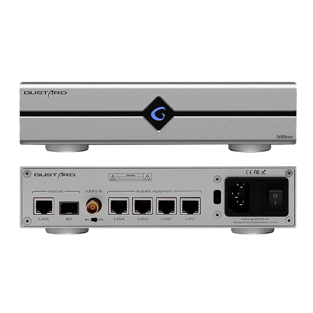AOSHIDA Gustard N18 PRO Switch de Red HiFi con 5 Puertos Ethernet y Entrada Óptica SPDIF (Plata)