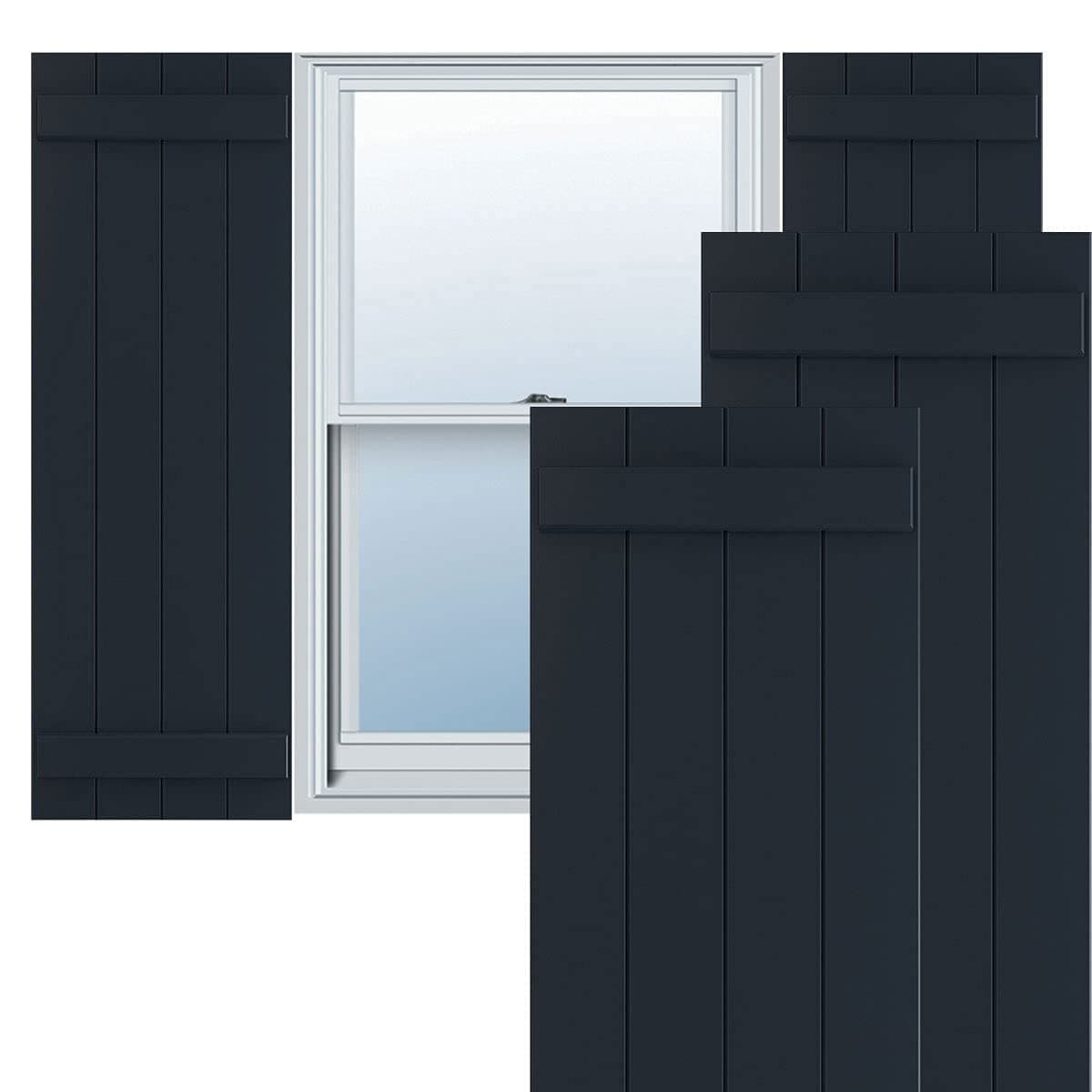 Ekena Millwork True Fit PVC 21 1/2"W x 79"H Four Board Joined Board-n-Batten Shutters - Starless Night Blue (Par) TFP101BBF21X079OB