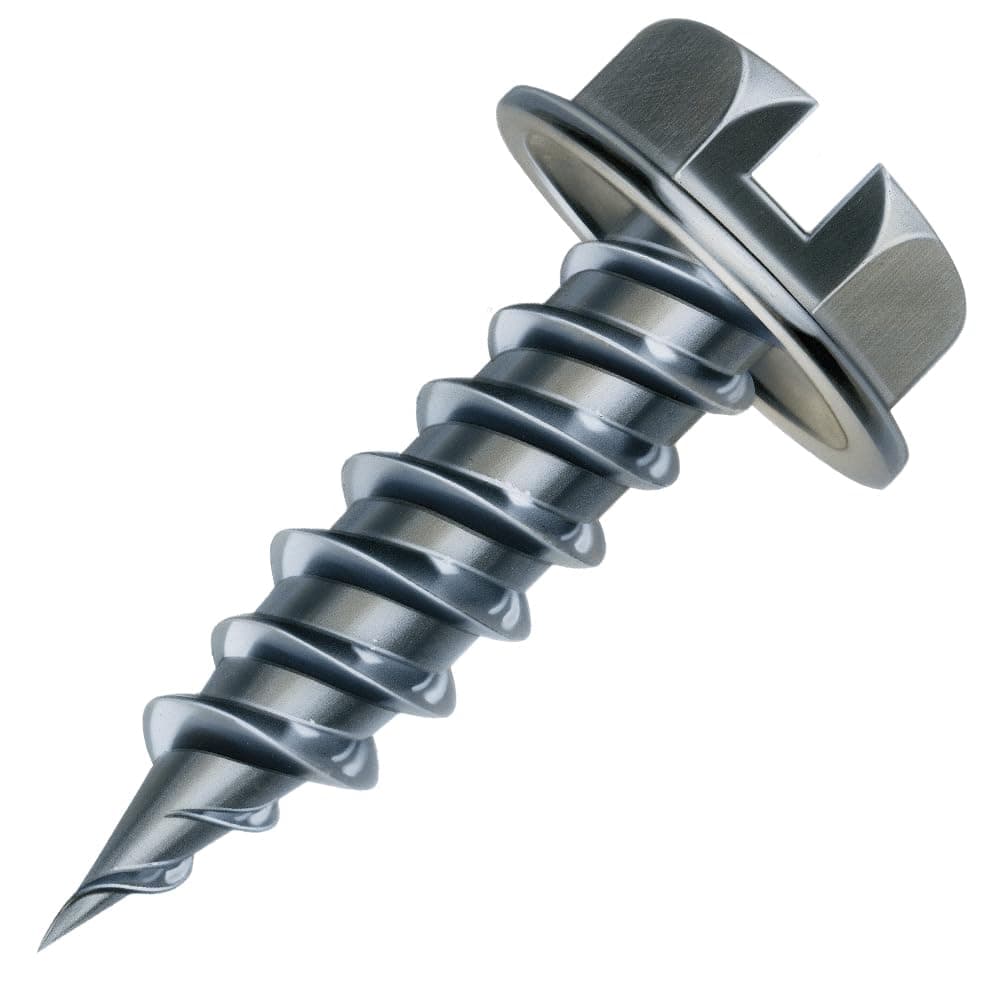 Malco Tornillos Zip-in Autoperforantes 8 x 3/4, Cabeza Hexagón-Esmerilada con Ranura, Zincado (10000 unidades) HW8X3/4Z
