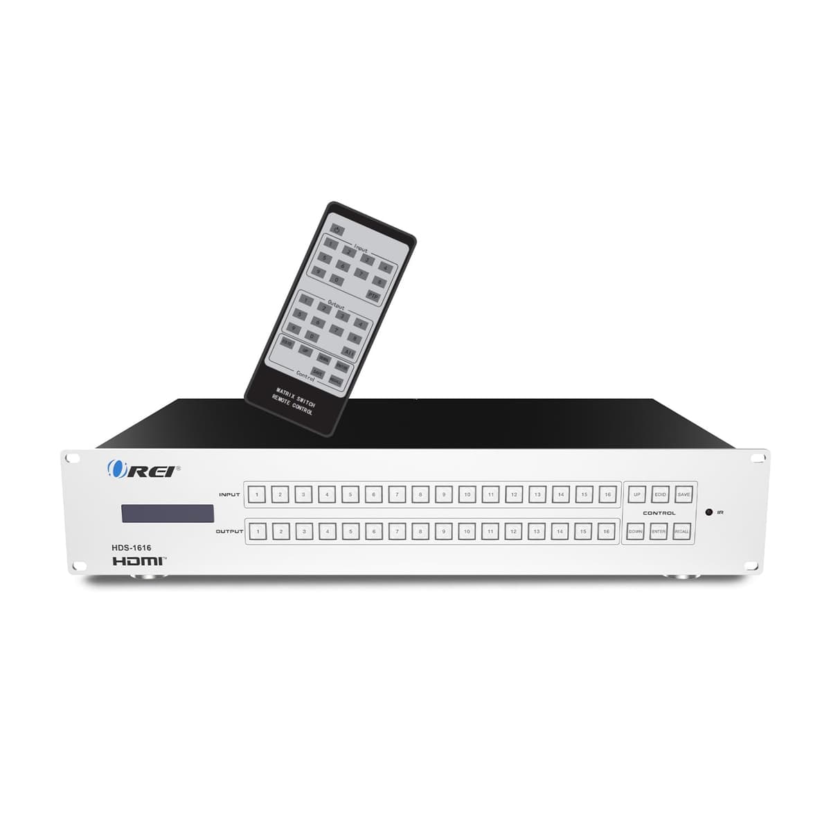 OREI Matriz/Divisor HDMI 4K 16x16, (16 Entradas, 16 Salidas) con Control Remoto Soporta UltraHD 4K@30Hz 4:2:0, WebGui, RS-232, HDMI 1.4, HDCP 2.2, 3D, 1080p, 18 Gbps - EDID (HDS-1616)