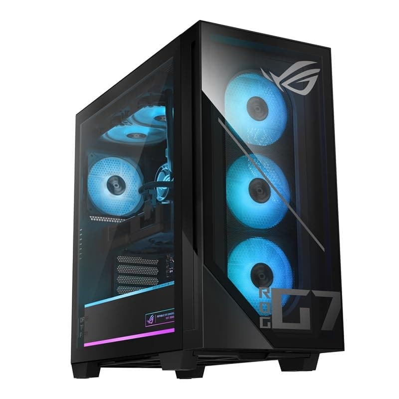 ASUS ROG GM700 (2025) PC de Escritorio para Juegos, AMD Ryzen 7 8700F (Mejor que Intel i7-14700F), NVIDIA GeForce RTX 5060, SSD M.2 NVMe PCIe 4 de 2TB, 32GB RAM DDR5, Windows 11