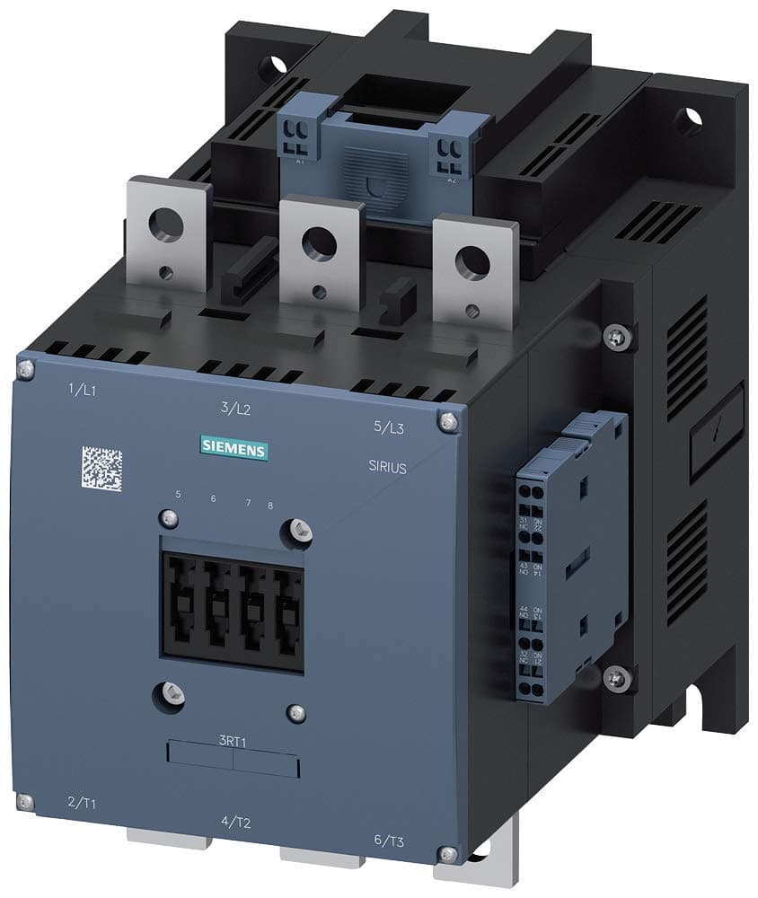 Siemens 3RT10 76-2AB36 Motor Contactor, 3 Poles, S12 Frame, Spring Terminals, 2 NO + 2 NC, DC 23-26V
