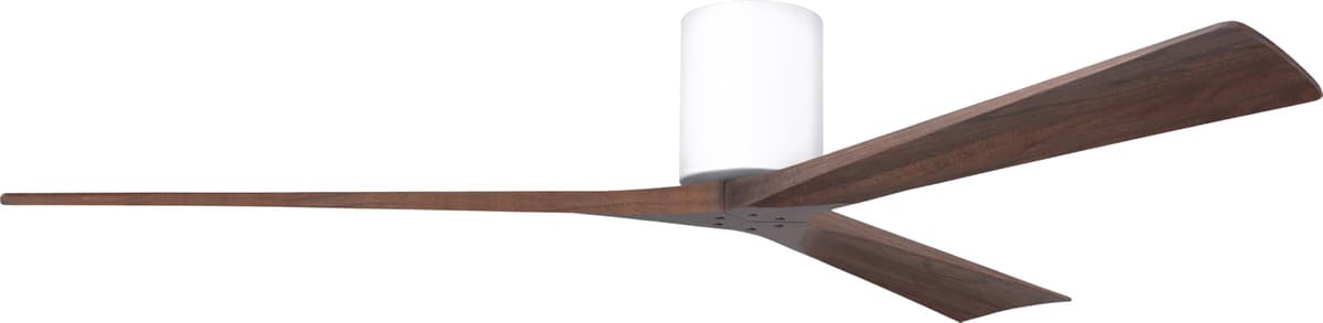 Matthews IR3H-WH-WA-72 Irene ventilador de techo empotrado 72" con control remoto y pared, motor DC silencioso, 3 aspas de madera walnut, blanco brillante