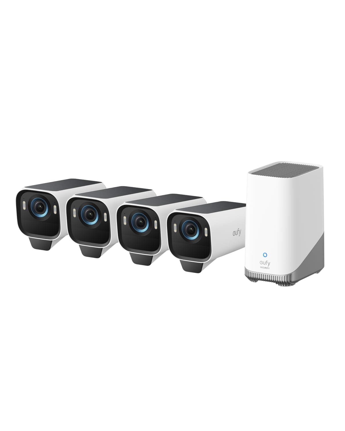 eufy Security eufyCam S3 Pro Kit de 4 cámaras, cámara solar inalámbrica para exterior, visión nocturna MaxColor, cámara de seguridad 4K con panel solar, reconocimiento facial por IA, almacenamiento local ampliable, sin cuota mensual T8894
