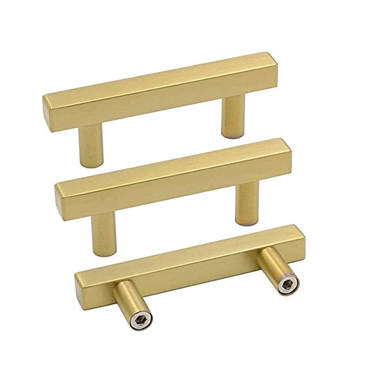 Goldenwarm Pack de 200 tiradores dorados para gabinete 64mm (2-1/2") acabado cepillado