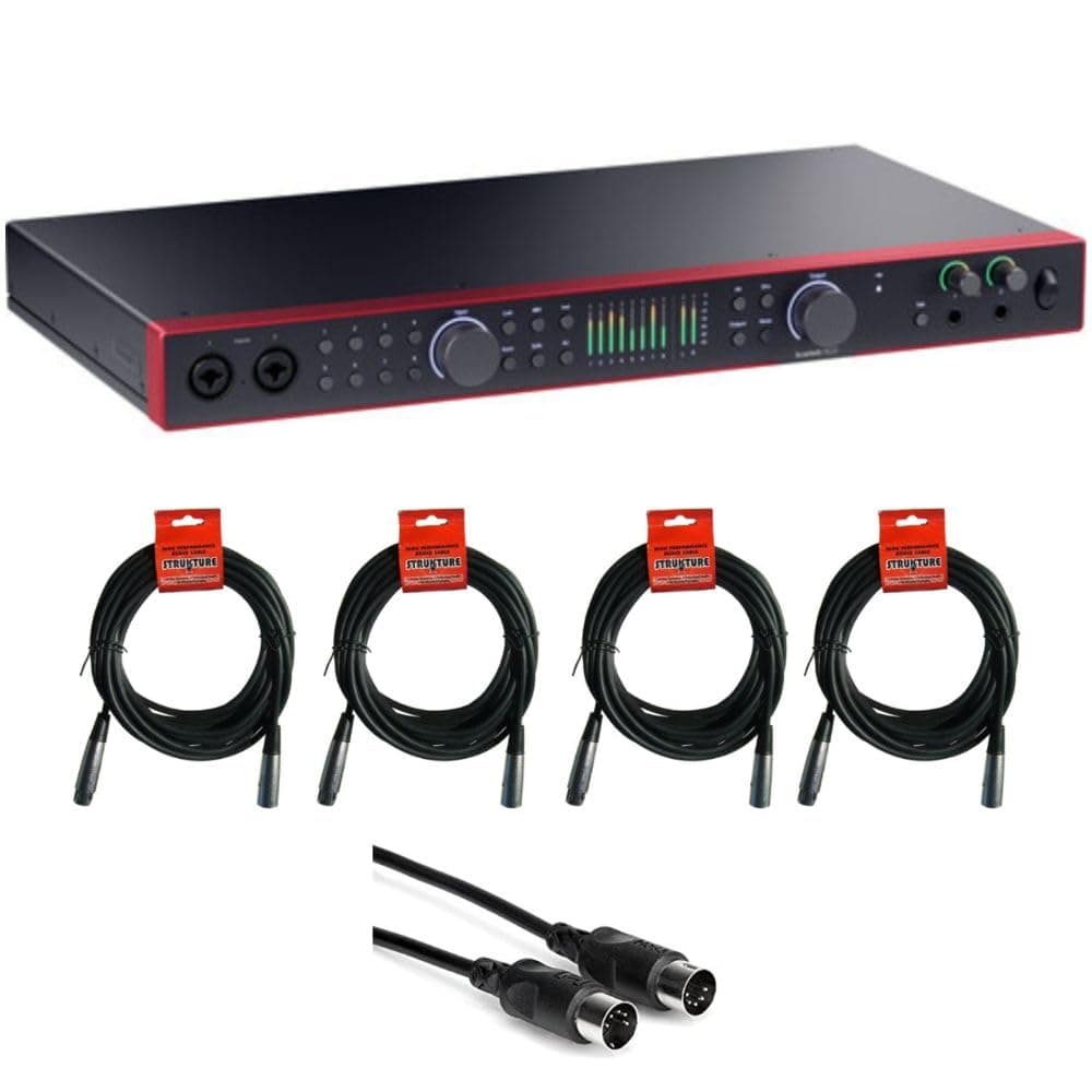 Kellards Focusrite Scarlett 18i20 USB-C Interfaz de Audio/MIDI (4ª Generación) con cables XLR y MIDI (Paquetes) AMS-SCARLETT-18I20-4G