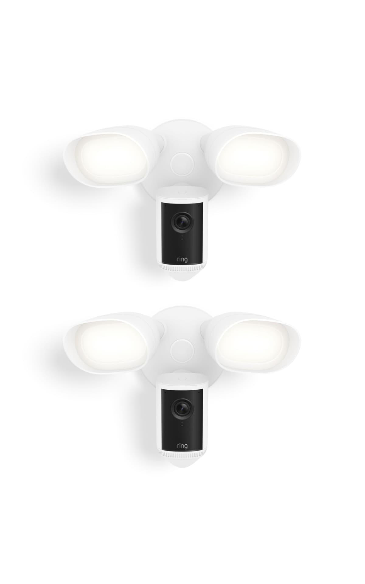 Ring Floodlight Cam Pro (modelo más reciente) - Retina 4K con video gran angular, zoom mejorado 10x y reflectores de 2000 lúmenes, paquete de 2, blanco 53-101503