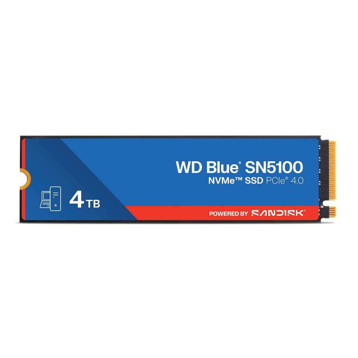 SanDisk WD Blue 4TB SN5100 NVMe SSD - M.2 2280, PCIe Gen 4.0, Unidad de Estado Sólido Interna - Velocidades de Lectura de hasta 6.900 MB/s, Ampliación de Almacenamiento para PC/Portátiles - WDS400T5B0E