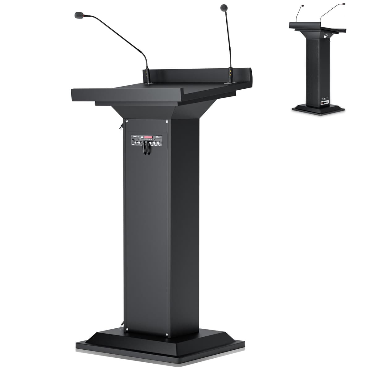 Atril de Iglesia Easilywinlife Ultral con 2 MIC, Atriles de 47” para Iglesias, Podio con Plataforma de Lectura Espaciosa, Púlpito para Discursos, Aulas, Presentaciones y Reuniones Podium 01