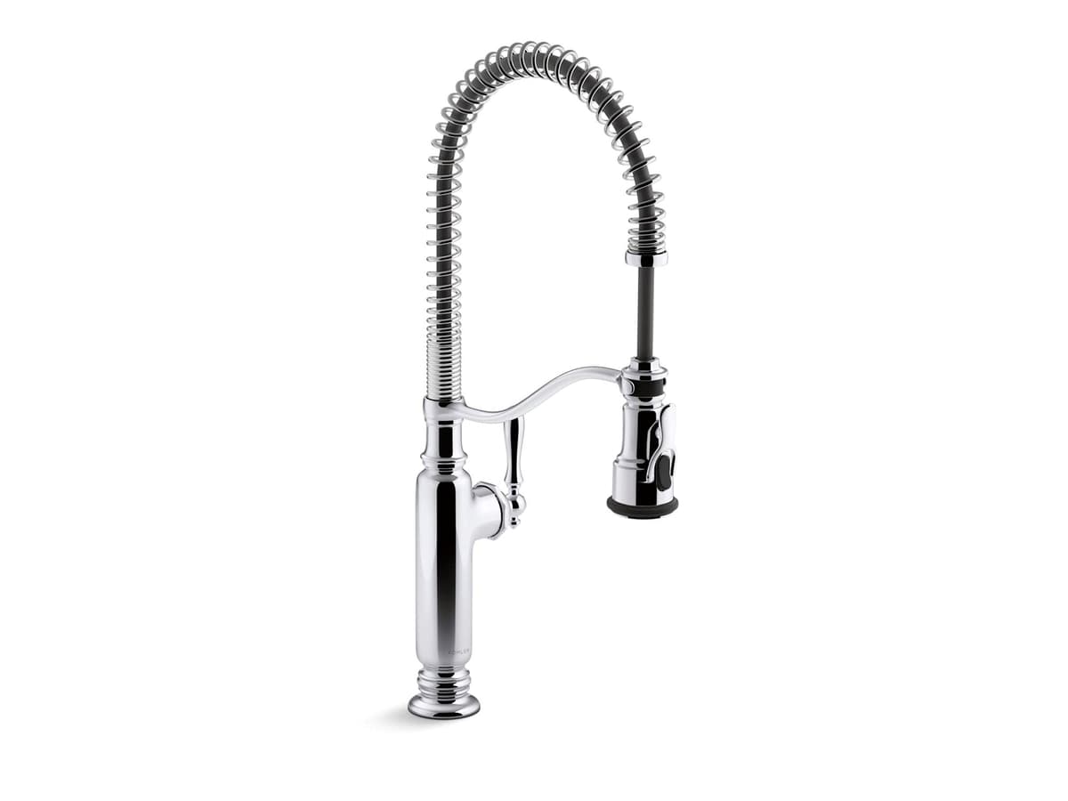 Grifo de cocina KOHLER Tournant semi-profesional con rociador extraíble 77515-CP, cromo pulido
