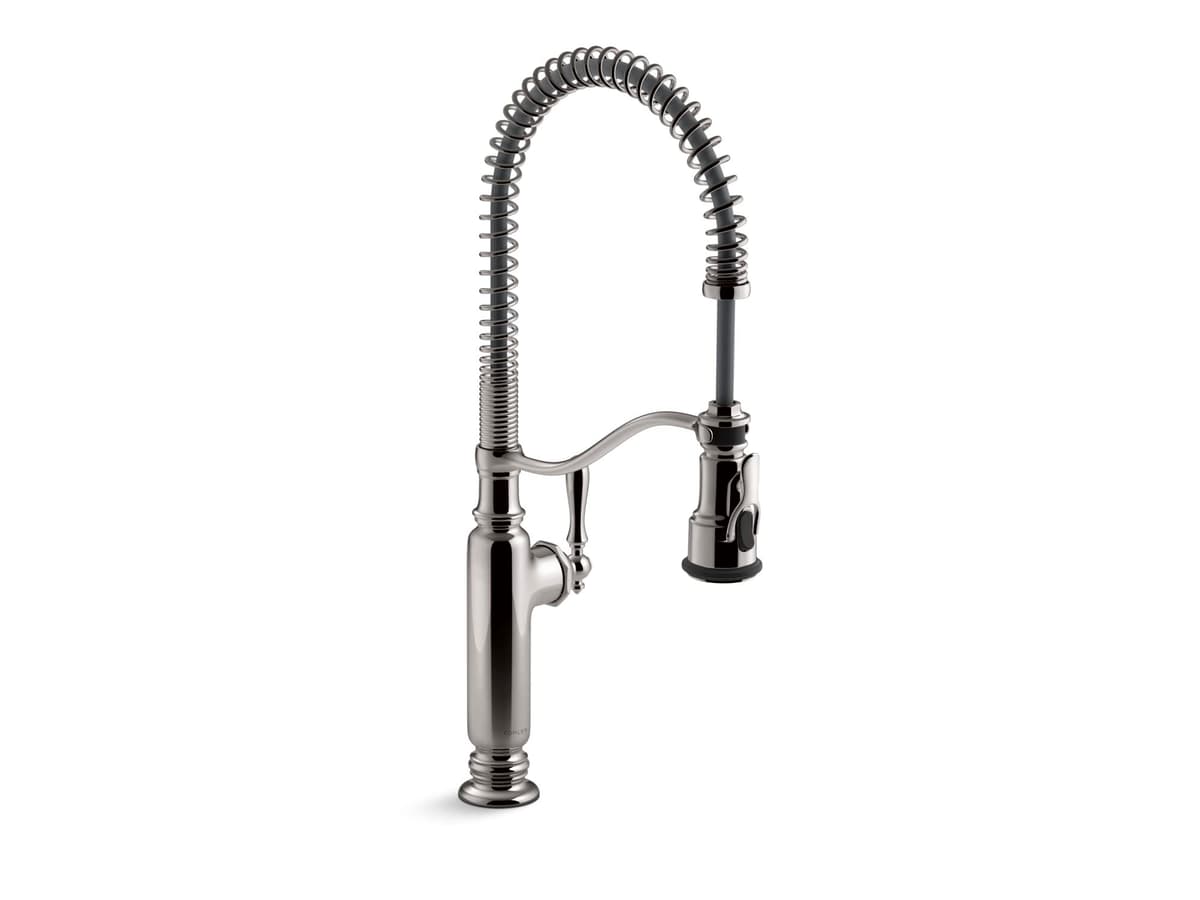 Kohler Tournant K-77515-TT Grifo semi-profesional con resorte y rociador extraíble, Vibrant Titanium