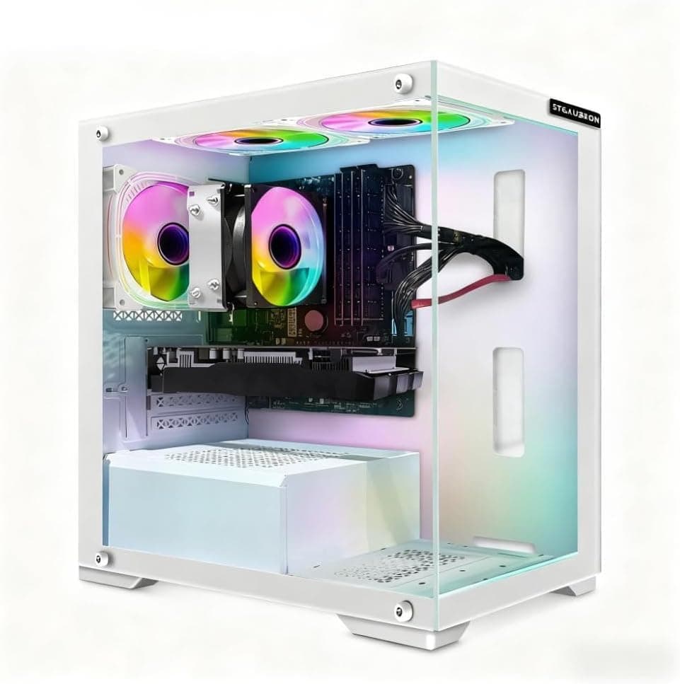 PC de escritorio para juegos STGAubron, AMD Athlon 3000G 3.5 GHz, Radeon RX 590 8GB, 16GB DDR4, SSD 512GB, WiFi, BT 5.0, ventiladores RGB x3, Windows 11 Home ABR1722