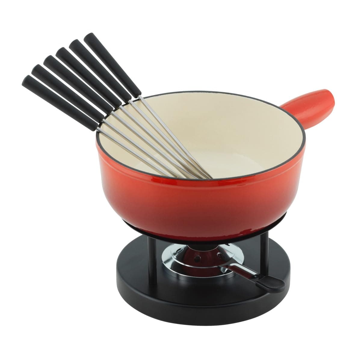 KUHN RIKON Set de fondue de queso en hierro fundido esmaltado, Rojo, 24 cm 32236