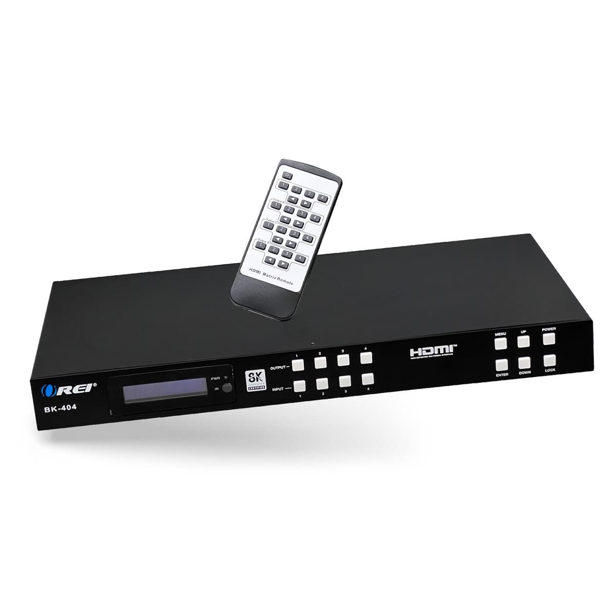 OREI Matriz HDMI 8K 4x4 con Extractor de Audio, Switcher UltraHD Soporta Hasta 4K @ 120Hz IR EDID HDCP 2.3 - Control Remoto (BK-404) BK-202A
