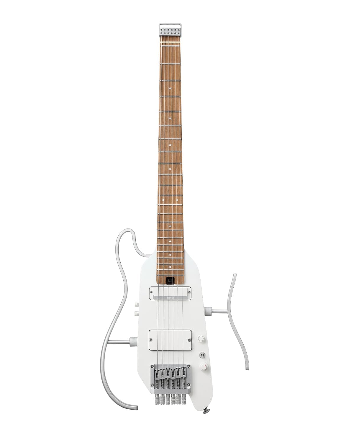 Donner HUSH X PRO Kit de guitarra eléctrica - Guitarra de viaje inteligente, 7 opciones de simulación de tono, blanco metálico EC7029