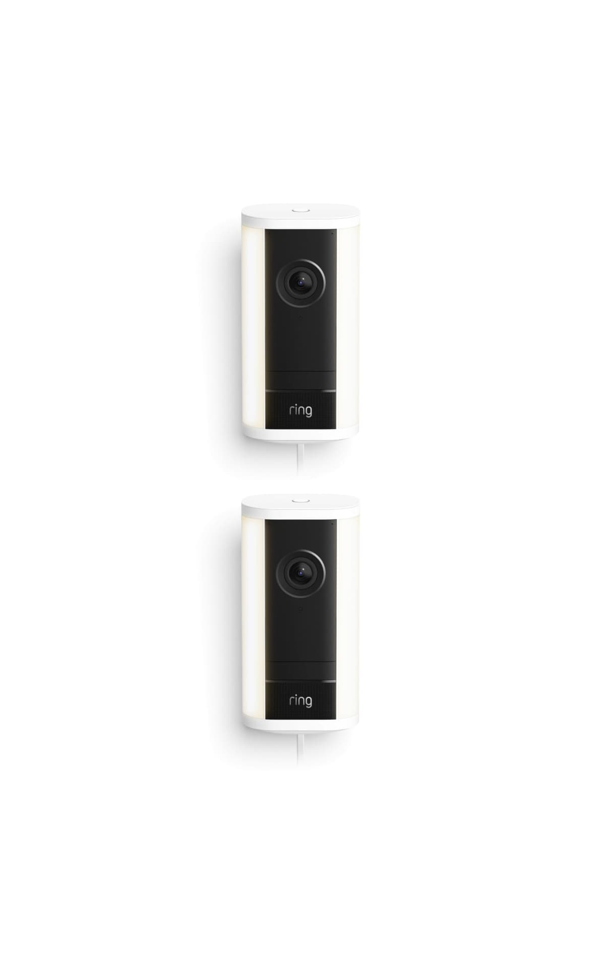 Cámara Ring Spotlight Pro con enchufe (modelo más reciente), seguridad para hogar o negocio, video retinal 4K gran angular, zoom mejorado 10x y focos de 600 lúmenes, paquete de 2, blanco 53-101034