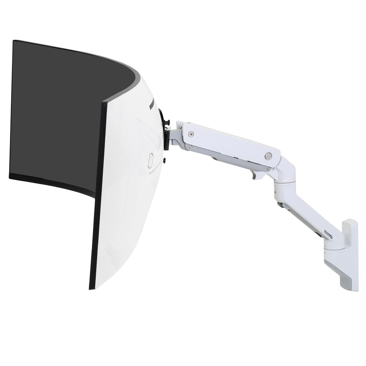 Ergotron - Brazo para monitor ultrapanorámico simple HX con pivote HD, montura VESA para pared - para monitores curvos 1000R de hasta 49 pulgadas, 12.7 a 19 kg - pivote HD, blanco 98-708-216