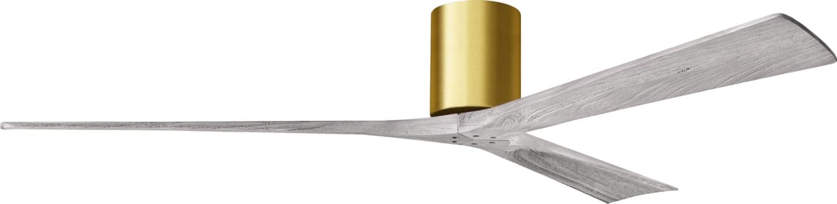 Matthews IR3H-BRBR-BW-72 Irene ventilador de techo empotrado 72" con control remoto y pared, motor DC silencioso, 3 aspas de madera barn wood, latón cepillado