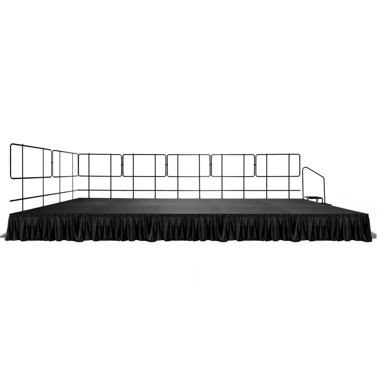 16'x24' MyStage Portable Stage - 24 módulos con 8 barandas, escalera y faldones MSP046