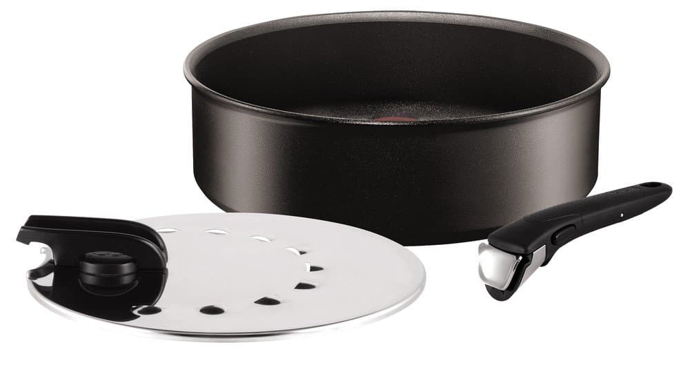T-fal Tefal L6503303Sartén Ingenio Expertise con Mango y Tapa, 26 cm, Negro L6503302