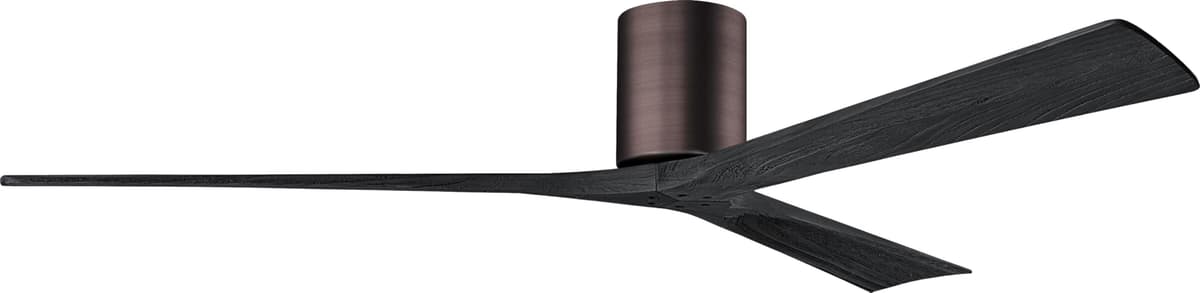 Ventilador de techo Matthews IR3H-BB-BK-72 Irene 72" flush mount, motor DC silencioso, control remoto y pared