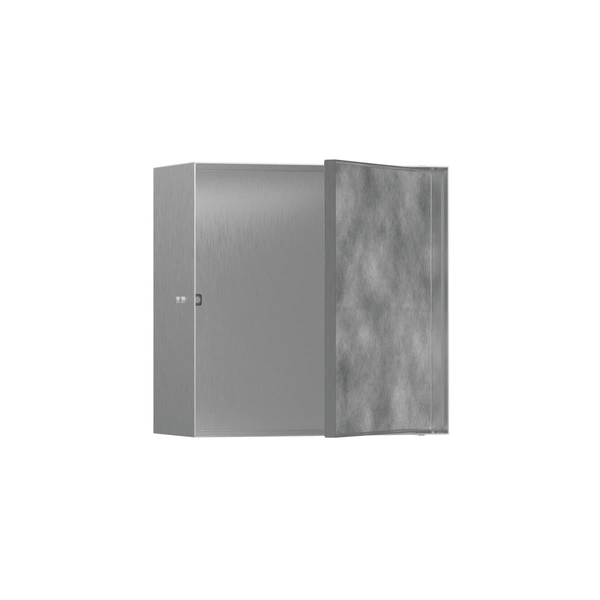 hansgrohe XtraStoris Rock Nicho Empotrado 12x12x5.5 con Puerta Para Azulejo, Acero Inoxidable Cepillado 56091800