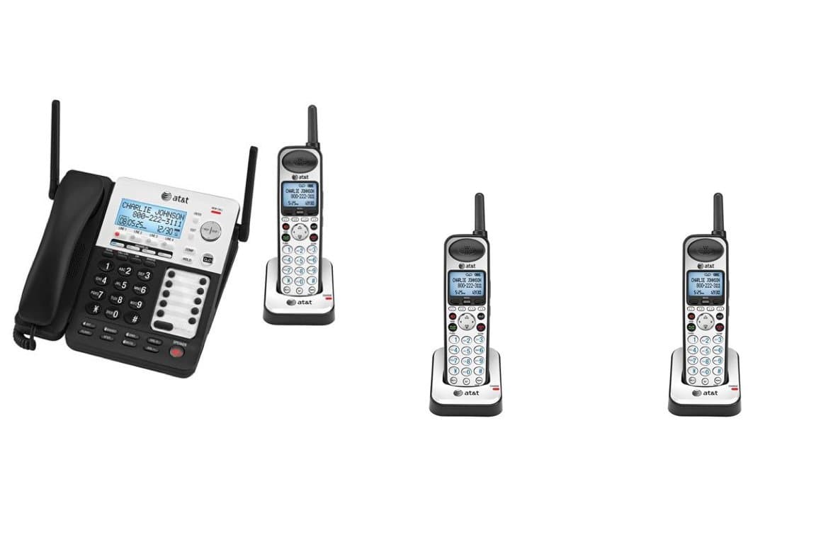 AT&T SynJ SB67138 Sistema telefónico 1-4 líneas con 3 manos libres inalámbricos ATT-SB67138-3CHS