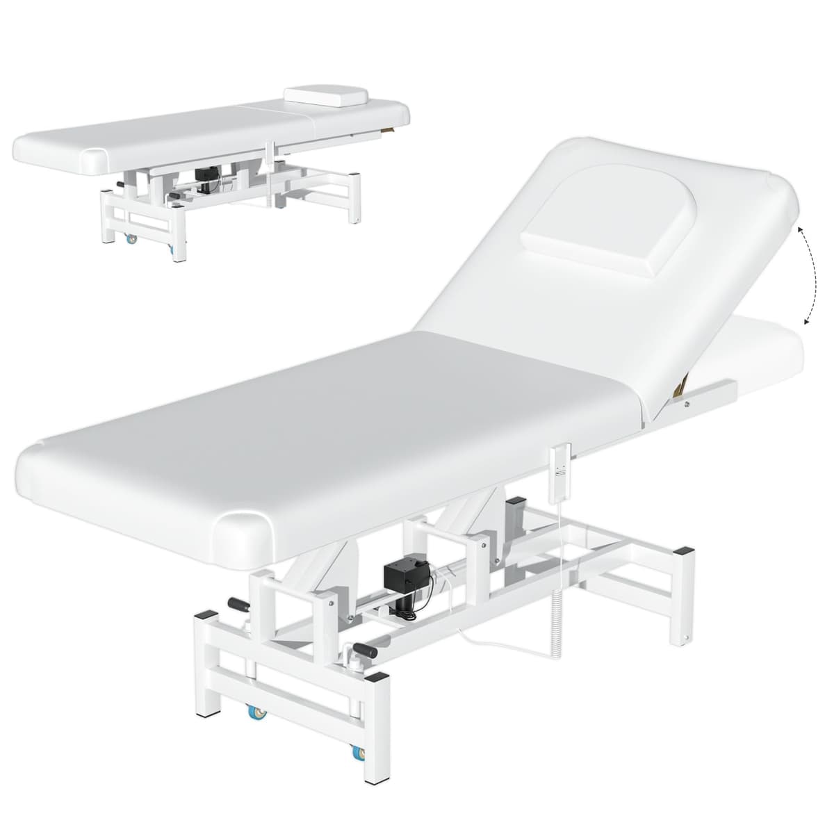 kaiwrxin Camilla eléctrica para esteticistas - Cama facial ajustable, capacidad 1500 lbs (blanca)