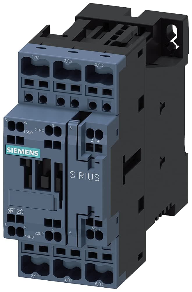 SIEMENS Contactor de potencia 3RT2025-2KB40, 3 polos, 17 A, bobina 24 V DC, varistor integrado