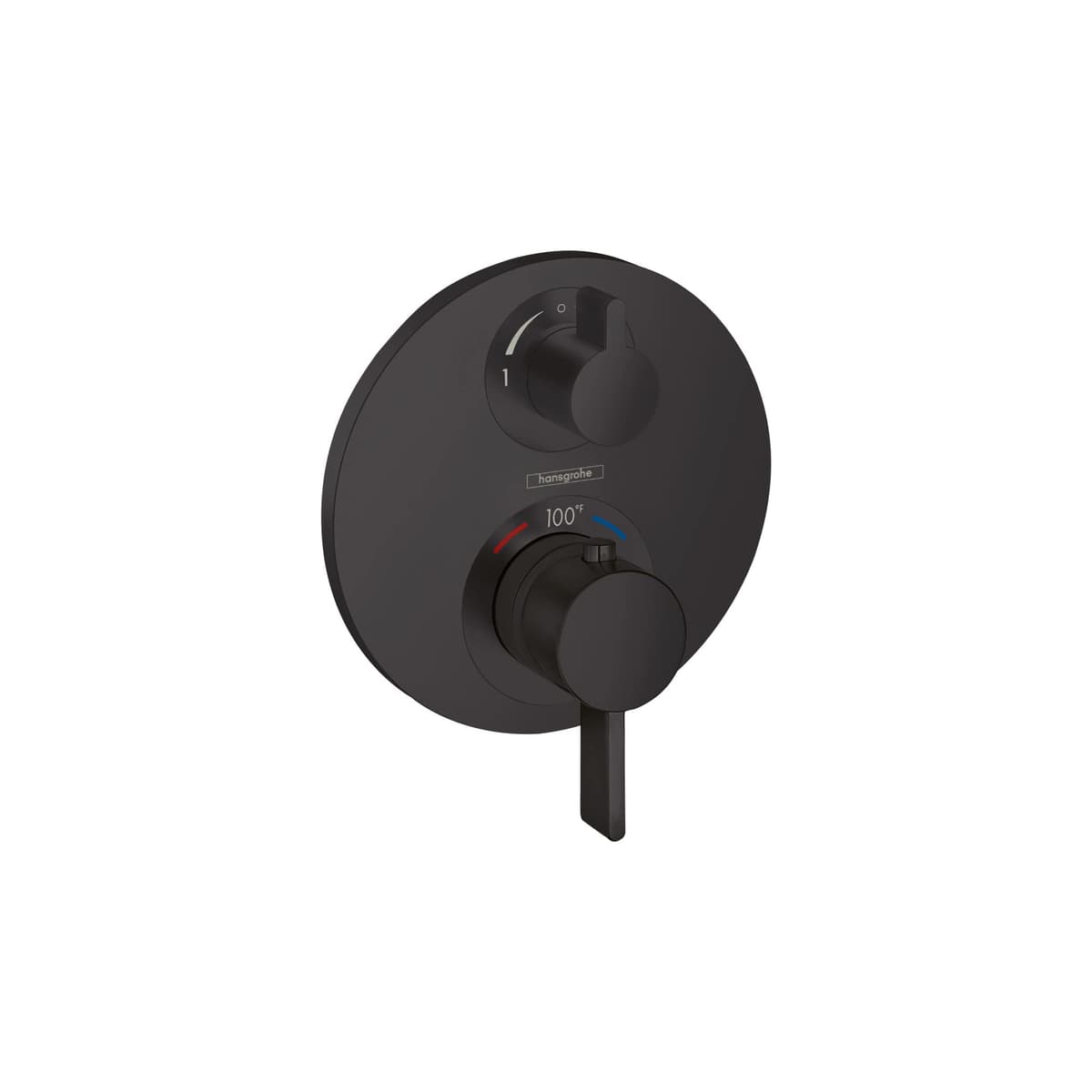 hansgrohe Ecostat S Trim Termostático Empotrado 2-Manijas con Desviador, Negro Mate, 15758671