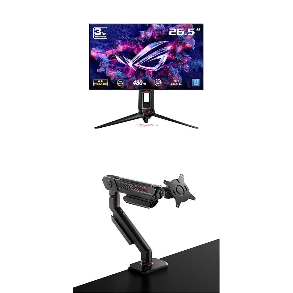 ASUS ROG Swift OLED 27” 1440P (PG27AQDP) + ROG Ergo Monitor Arm (AAS01)