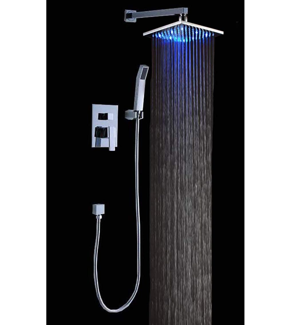 Cascada Luxury Bathroom Shower Set Rainfall LED 12" Antique Brass 0757347646490