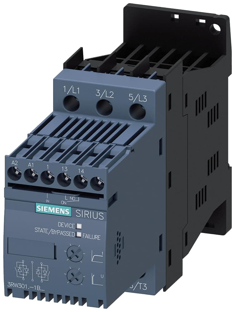 Siemens 3RW30161BB04 Soft Starter 200-480V 9A Control 24VAC/VDC S00