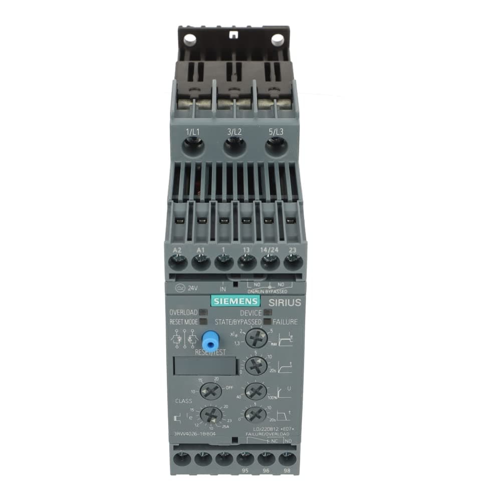 3RW4026-1BB04 | SIEMENS Sirius Soft Starter S0 25A 11kW/400V 40°C 200-480VAC 24VAC/DC Terminales de tornillo