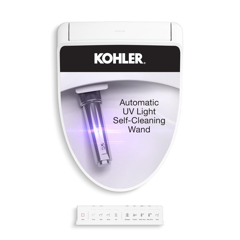 Kohler PureWash E930 Asiento bidet alargado con control remoto y agua tibia - Blanco 28821-0