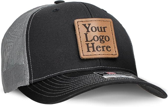 Gorra Richardson 112 con parche de cuero personalizado Oowee Products (100, Black/Charcoal) OP-152-T2